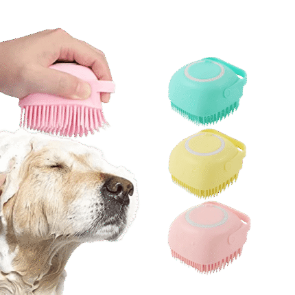 Soft Shampoo Dispenser Bath Brush for Cats & Dogs