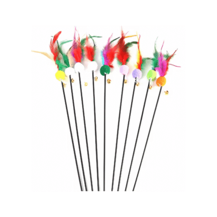 Feather Stick Teaser Toy with Plush Ball & Bell