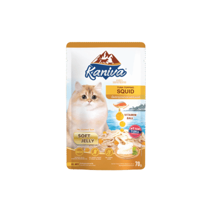 Kaniva Tuna Topping Squid Pouch 70g - Soft Jelly for Adults & Kittens