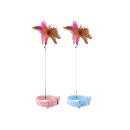 Interactive Cat Teaser Attached Collar Feather Chase Toy
