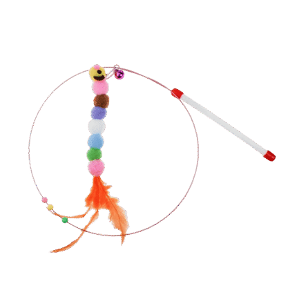 Cat Toy Feather Stick Teaser Toys Long Ball with Bell